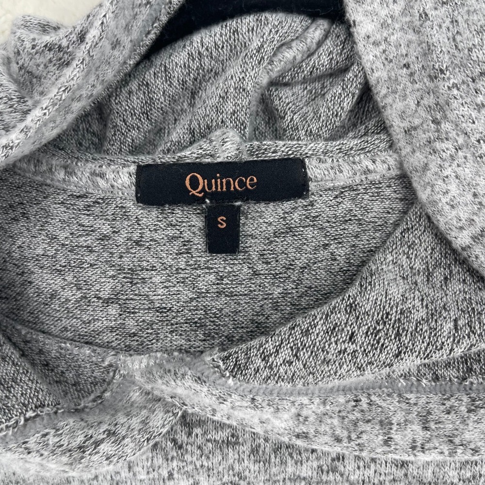 Quince Eco-Soft Cropped Hoodie Heather Grey Pullover Sweatshirt S Comfy Lounge - Picture 2 of 9